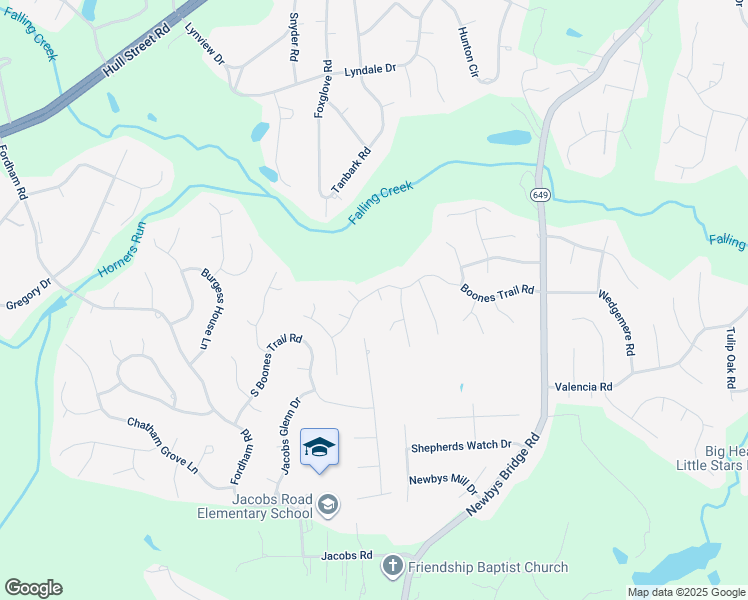 map of restaurants, bars, coffee shops, grocery stores, and more near 4700 Boones Trail Court in Chesterfield