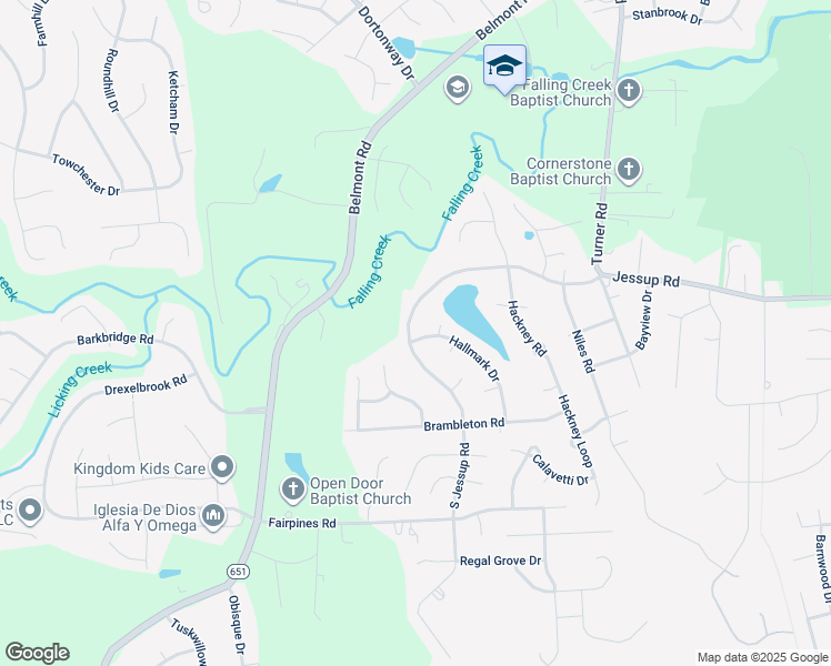 map of restaurants, bars, coffee shops, grocery stores, and more near 6625 Jessup Road in Richmond