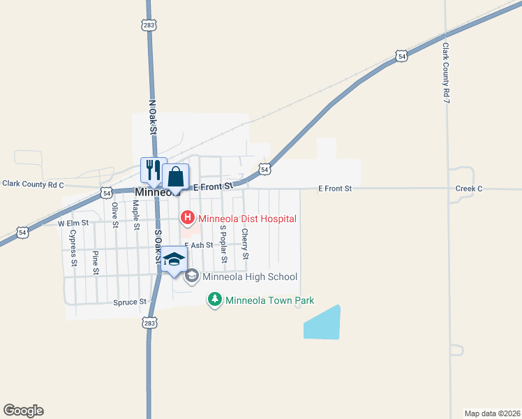 map of restaurants, bars, coffee shops, grocery stores, and more near in Minneola