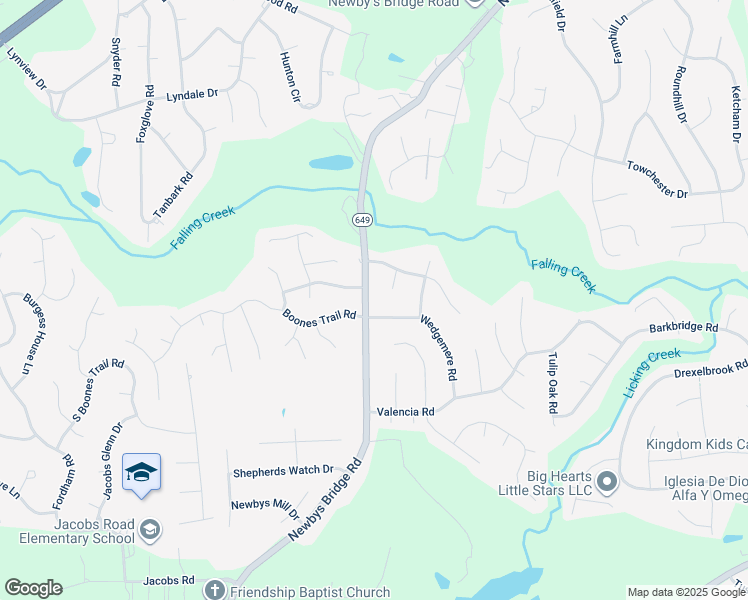 map of restaurants, bars, coffee shops, grocery stores, and more near 4633 Newbys Bridge Road in Chesterfield