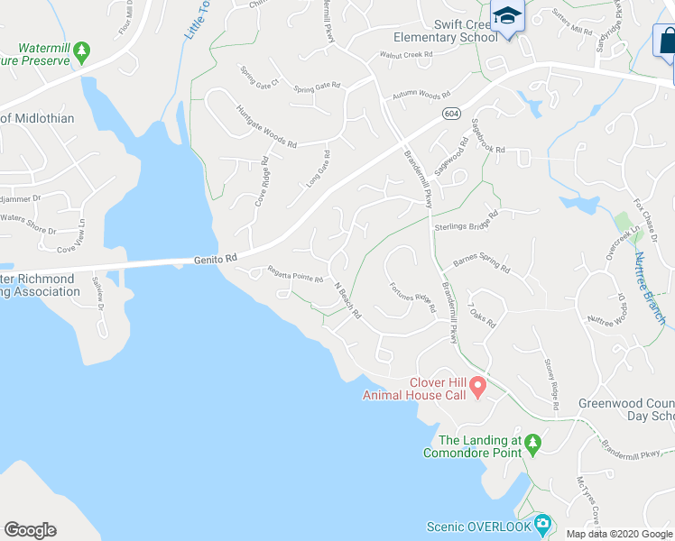 map of restaurants, bars, coffee shops, grocery stores, and more near 3212 Shadow Oaks Road in Midlothian