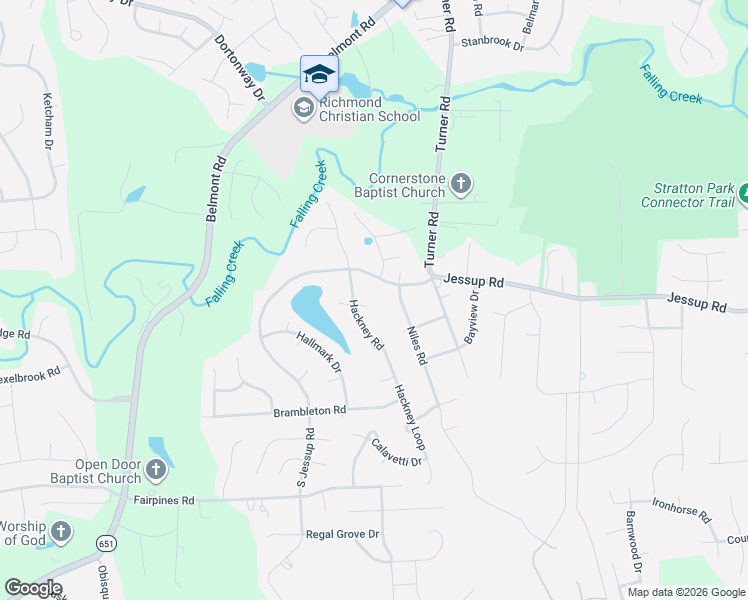 map of restaurants, bars, coffee shops, grocery stores, and more near 6300 Hackney Place in Richmond