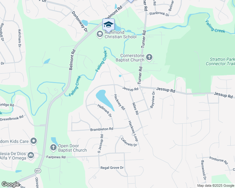 map of restaurants, bars, coffee shops, grocery stores, and more near 5025 Hackney Road in Richmond