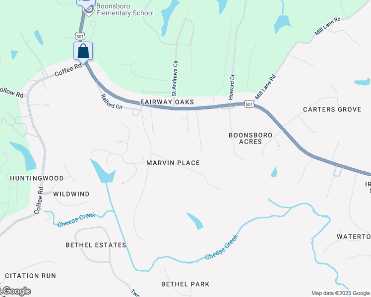 map of restaurants, bars, coffee shops, grocery stores, and more near 110 Marvin Place in Lynchburg
