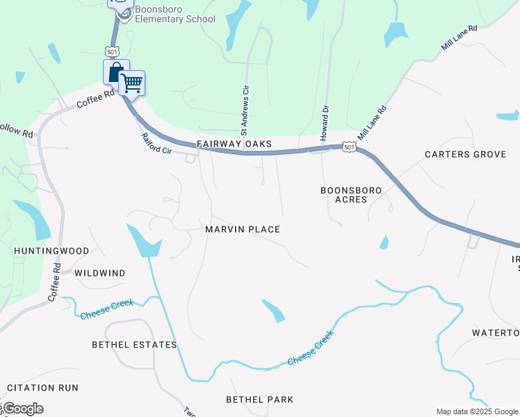 map of restaurants, bars, coffee shops, grocery stores, and more near 110 Marvin Place in Lynchburg