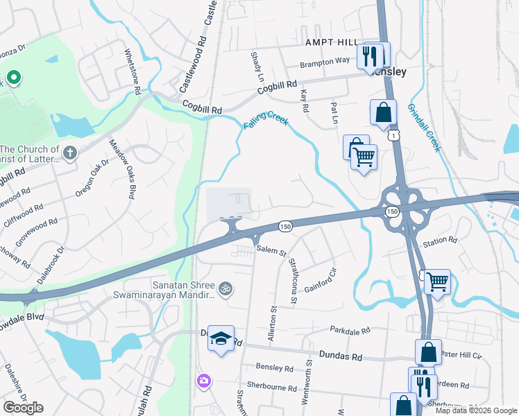 map of restaurants, bars, coffee shops, grocery stores, and more near 6002 Strathmore Road in Richmond