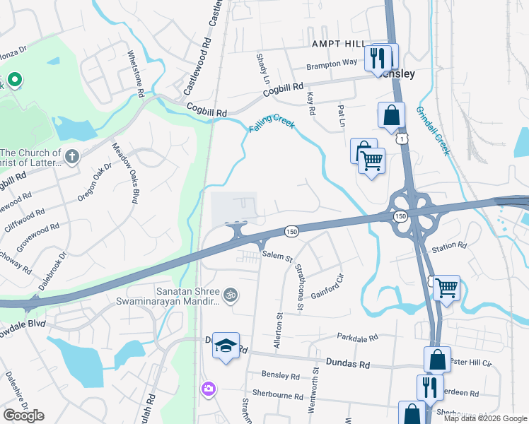 map of restaurants, bars, coffee shops, grocery stores, and more near 6002 Strathmore Road in Richmond