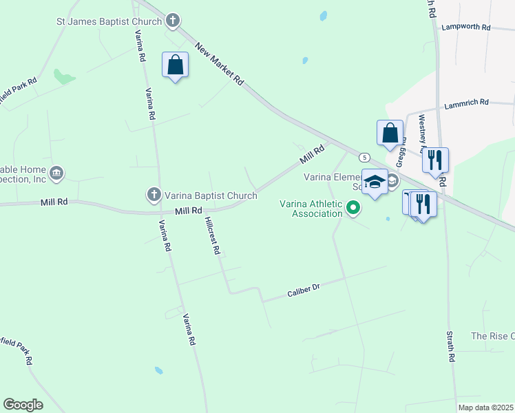 map of restaurants, bars, coffee shops, grocery stores, and more near 2283 Mill Road in Richmond