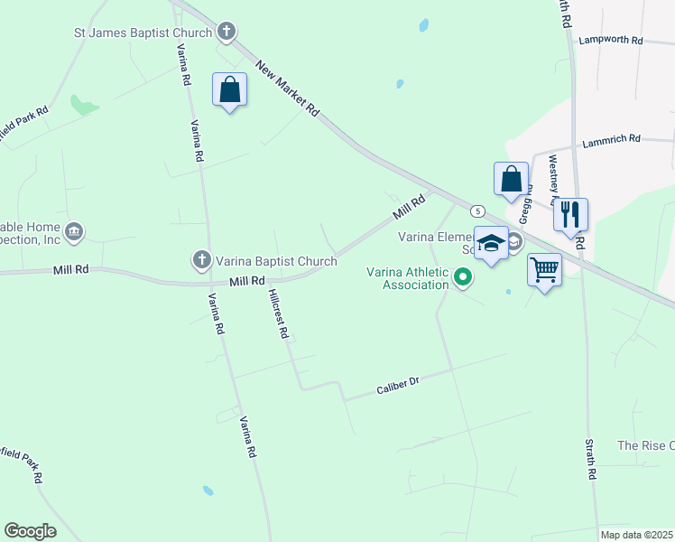map of restaurants, bars, coffee shops, grocery stores, and more near 2283 Mill Road in Richmond