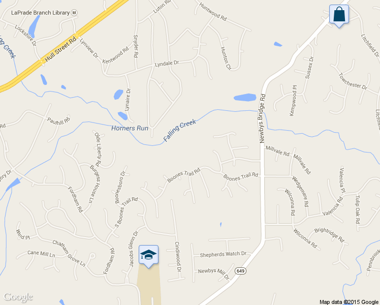 map of restaurants, bars, coffee shops, grocery stores, and more near 4602 Boones Trail Circle in Chesterfield