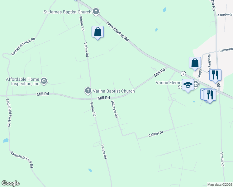 map of restaurants, bars, coffee shops, grocery stores, and more near 2236 Mill Road in Richmond