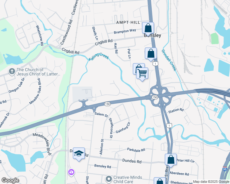 map of restaurants, bars, coffee shops, grocery stores, and more near 6110 Cricklewood Drive in Richmond