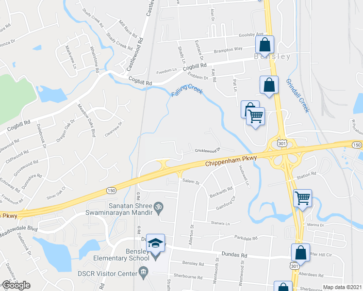map of restaurants, bars, coffee shops, grocery stores, and more near 5701 Strathmore Road in Richmond