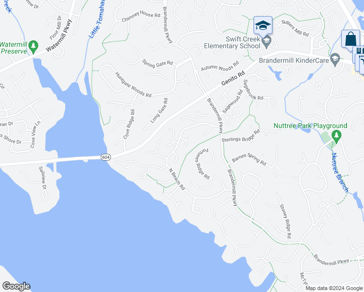 map of restaurants, bars, coffee shops, grocery stores, and more near 3112 Cottage Oaks Court in Midlothian