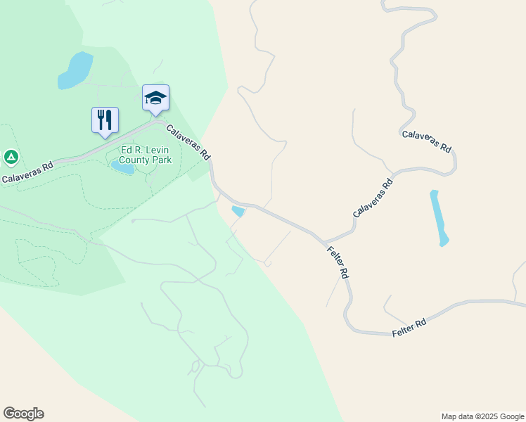 map of restaurants, bars, coffee shops, grocery stores, and more near 3463 Calaveras Road in Milpitas
