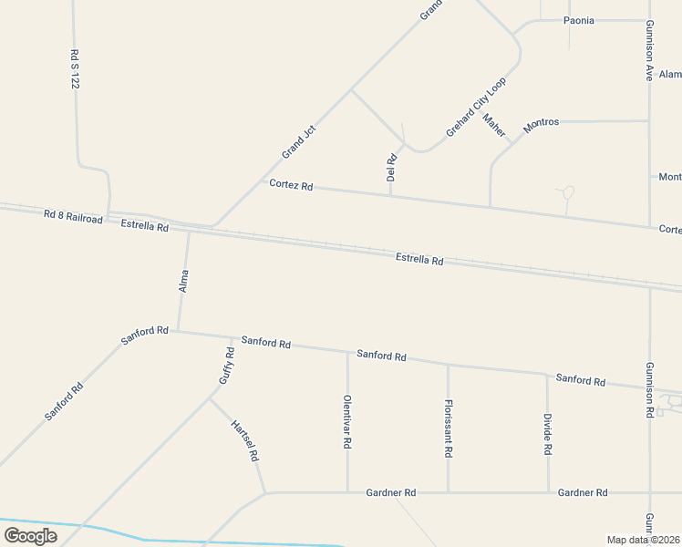 map of restaurants, bars, coffee shops, grocery stores, and more near Estrella Road in Blanca