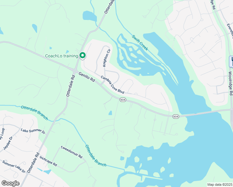 map of restaurants, bars, coffee shops, grocery stores, and more near 15701 Cambria Cove Boulevard in Midlothian