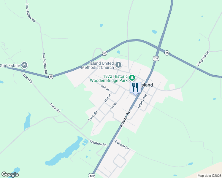 map of restaurants, bars, coffee shops, grocery stores, and more near 248 2nd Street in Island