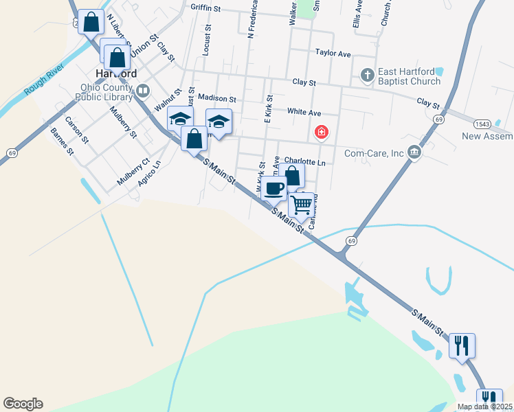 map of restaurants, bars, coffee shops, grocery stores, and more near 1014 South Main Street in Hartford