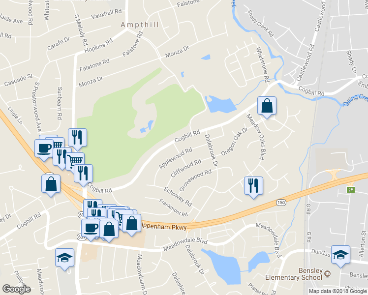 map of restaurants, bars, coffee shops, grocery stores, and more near 3650 Applewood Road in Richmond