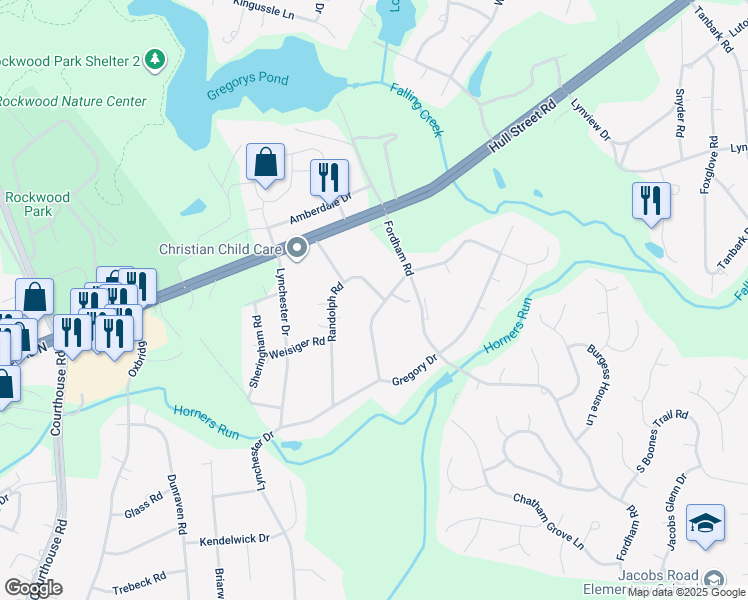 map of restaurants, bars, coffee shops, grocery stores, and more near 4030 Nancy Drive in Richmond