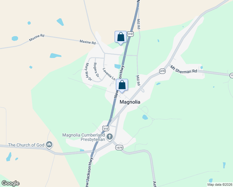 map of restaurants, bars, coffee shops, grocery stores, and more near 9098 New Jackson Highway in Magnolia