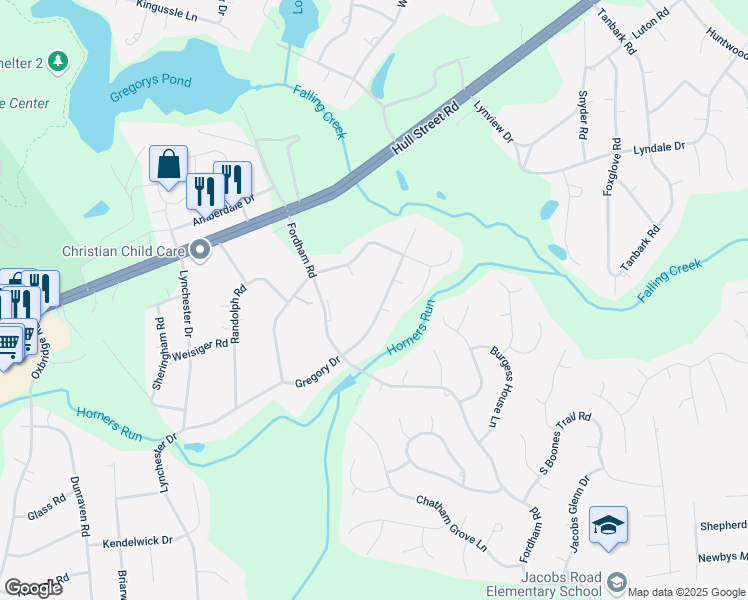 map of restaurants, bars, coffee shops, grocery stores, and more near 9140 Gregory Drive in Richmond