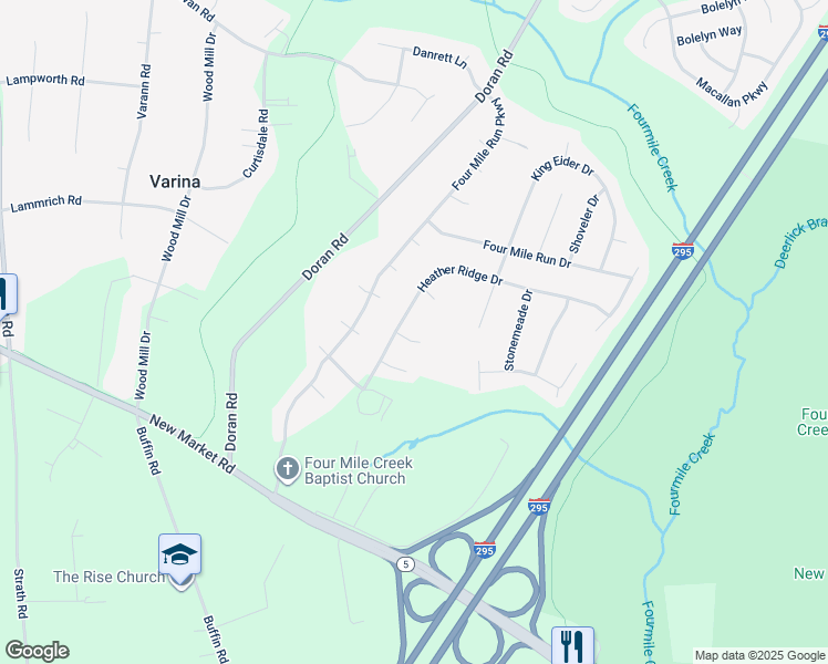 map of restaurants, bars, coffee shops, grocery stores, and more near 8105 Asheville Court in Richmond