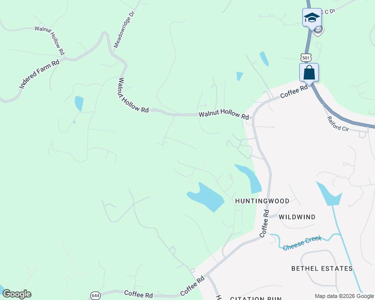 map of restaurants, bars, coffee shops, grocery stores, and more near 101 Saddleback Way in Lynchburg