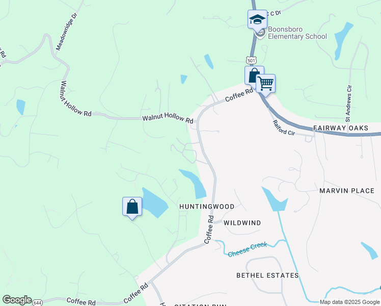 map of restaurants, bars, coffee shops, grocery stores, and more near 225 Coffee Road in Lynchburg
