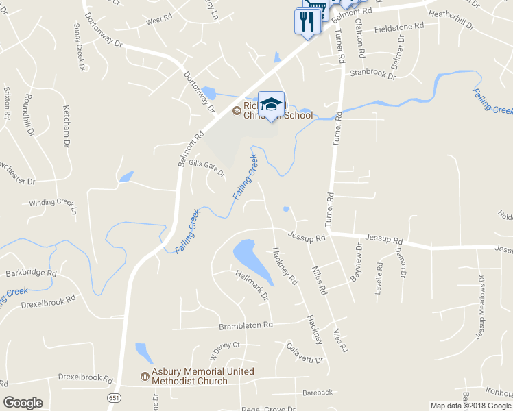 map of restaurants, bars, coffee shops, grocery stores, and more near 6407 Hackney Circle in Richmond