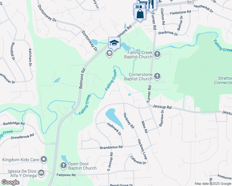 map of restaurants, bars, coffee shops, grocery stores, and more near 6407 Hackney Circle in Richmond