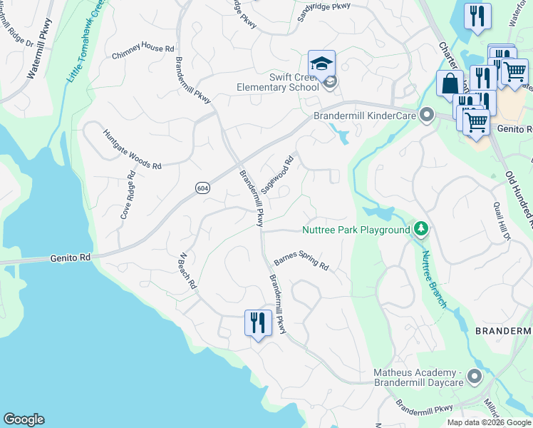 map of restaurants, bars, coffee shops, grocery stores, and more near 3008 Sagegrove Road in Midlothian