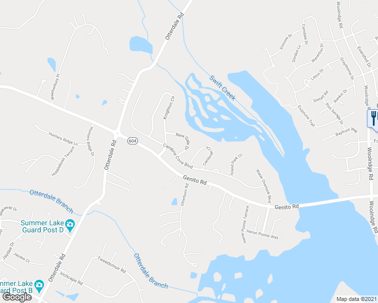 map of restaurants, bars, coffee shops, grocery stores, and more near 15618 New Gale Drive in Midlothian