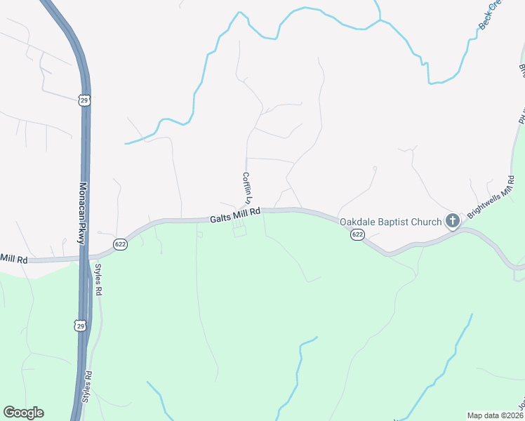 map of restaurants, bars, coffee shops, grocery stores, and more near 2545 Galts Mill Road in Madison Heights