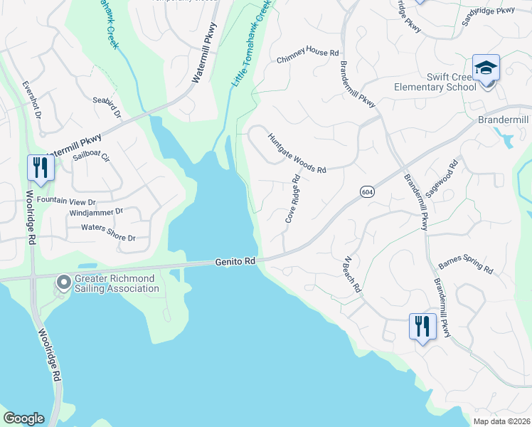 map of restaurants, bars, coffee shops, grocery stores, and more near 2913 Cove Ridge Trce in Midlothian
