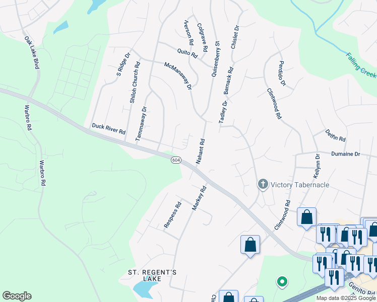 map of restaurants, bars, coffee shops, grocery stores, and more near 11929 Gardengate Road in Midlothian