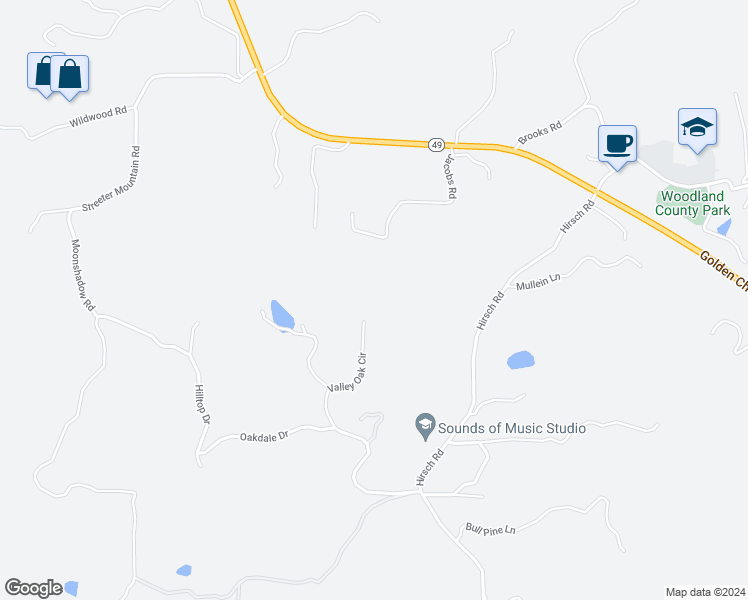 map of restaurants, bars, coffee shops, grocery stores, and more near 4872 Valley Oak Circle in Mariposa