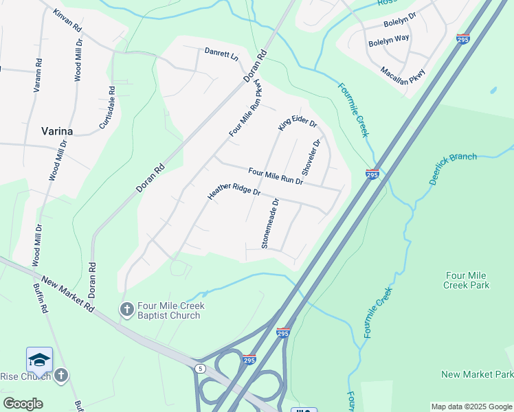 map of restaurants, bars, coffee shops, grocery stores, and more near 8009 King Eider Drive in Richmond