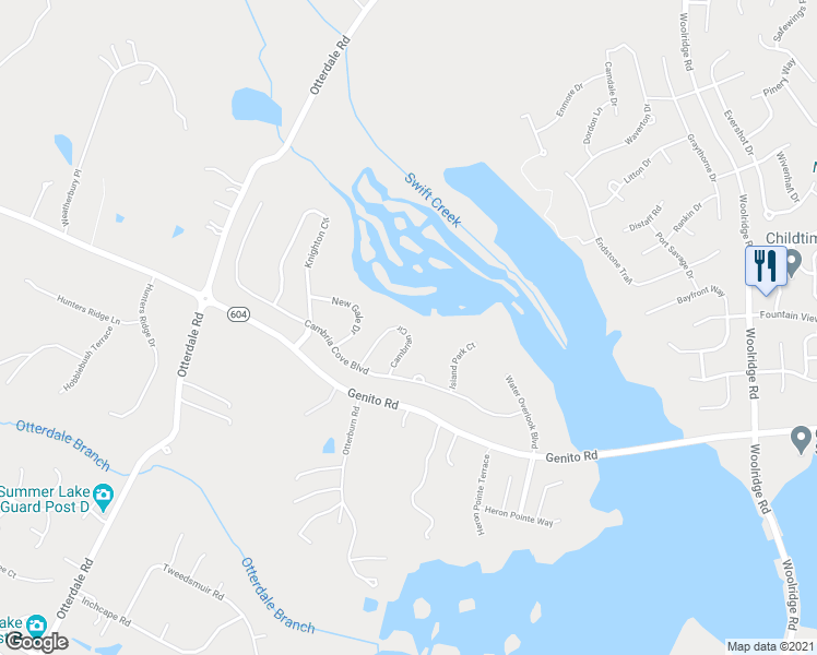 map of restaurants, bars, coffee shops, grocery stores, and more near 4100 Cambrian Circle in Midlothian