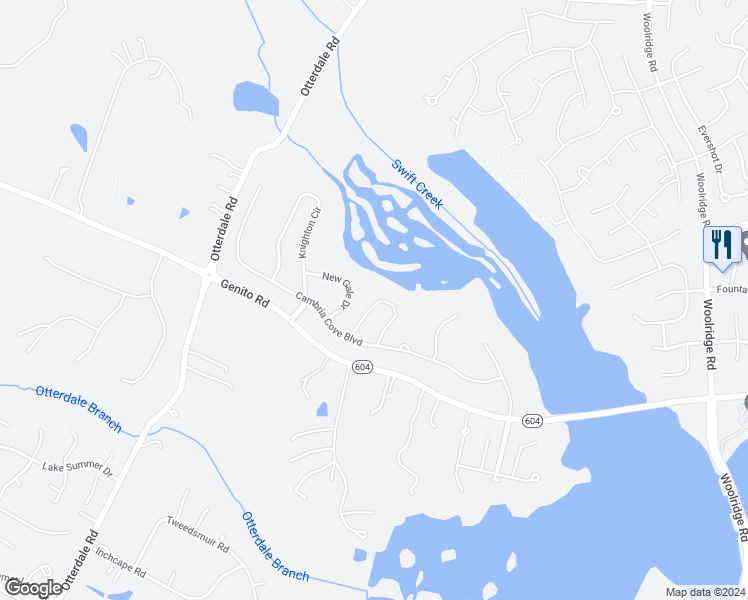 map of restaurants, bars, coffee shops, grocery stores, and more near 4118 Cambrian Circle in Midlothian