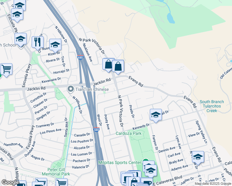 map of restaurants, bars, coffee shops, grocery stores, and more near in Milpitas