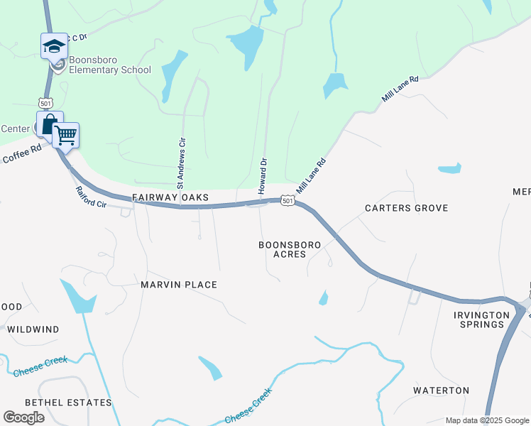 map of restaurants, bars, coffee shops, grocery stores, and more near 101 Boonsboro Drive in Lynchburg