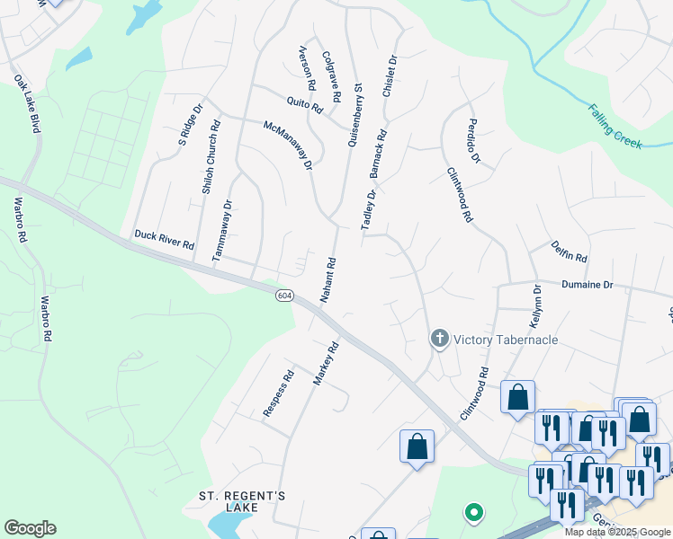 map of restaurants, bars, coffee shops, grocery stores, and more near 3201 Nahant Road in Midlothian