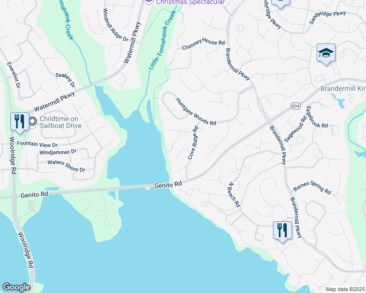 map of restaurants, bars, coffee shops, grocery stores, and more near 14304 Cove Ridge Terrace in Midlothian
