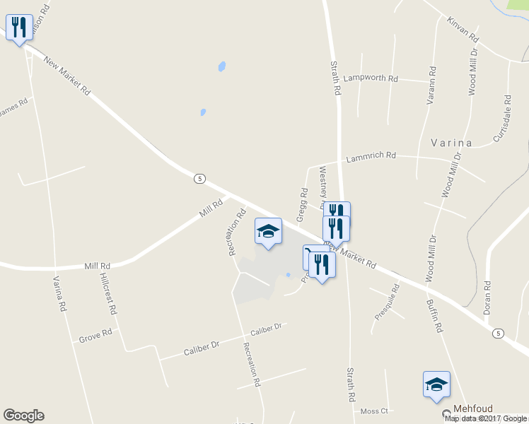 map of restaurants, bars, coffee shops, grocery stores, and more near 2482 New Market Road in Henrico