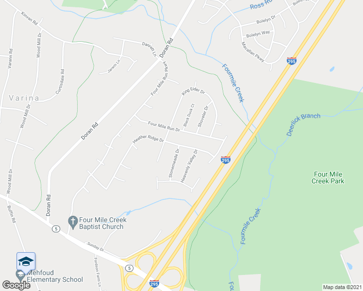 map of restaurants, bars, coffee shops, grocery stores, and more near 3016 Heather Ridge Drive in Henrico