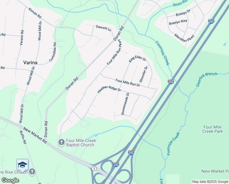 map of restaurants, bars, coffee shops, grocery stores, and more near 8009 King Eider Drive in Richmond