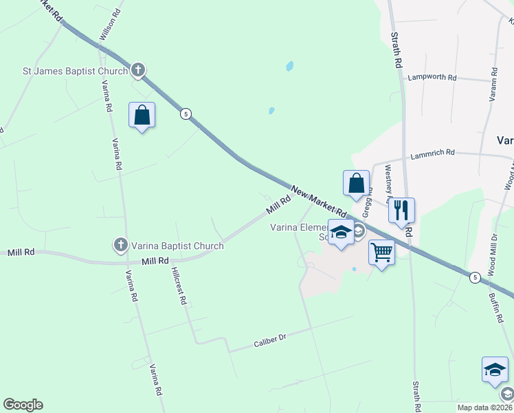 map of restaurants, bars, coffee shops, grocery stores, and more near 2376 Mill Road in Richmond