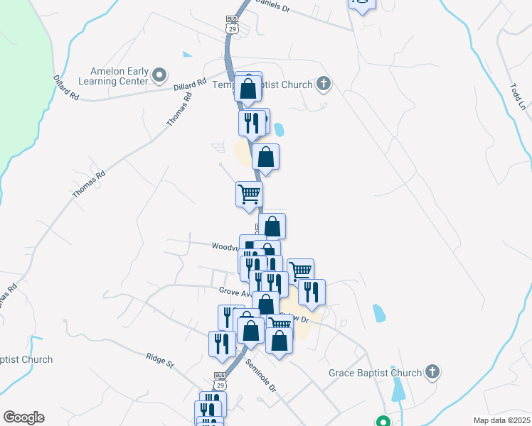 map of restaurants, bars, coffee shops, grocery stores, and more near 4673 South Amherst Highway in Madison Heights